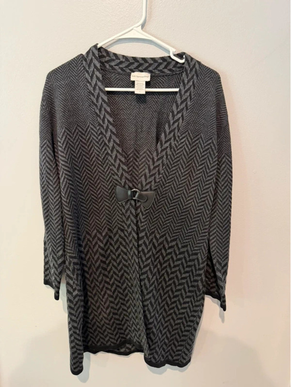 Soft Surroundings Wool Blend Herringbone Long Cardigan Size L